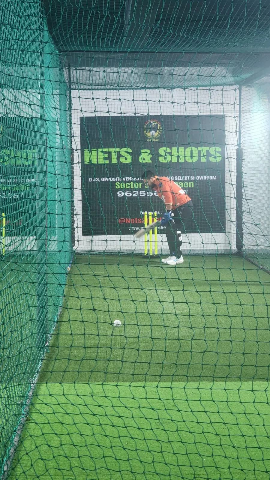 A batter in a lane at Nets & Shots, Gurugram